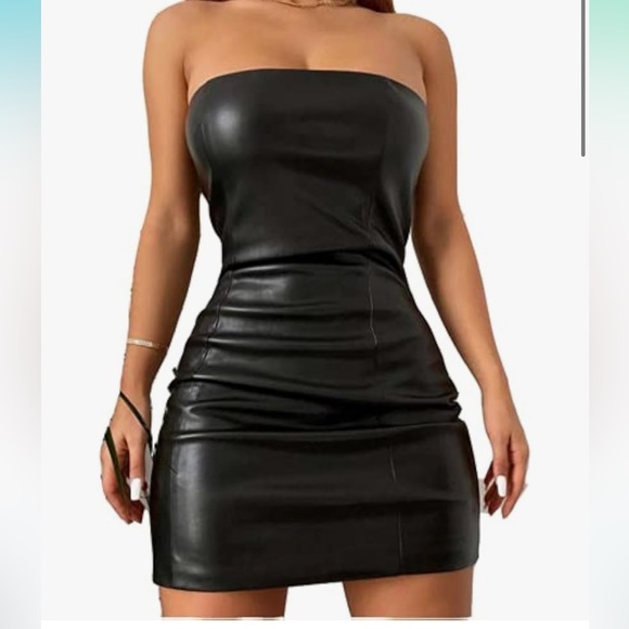 Dresses & Skirts - vegan leather strapless dress fetish sexy club cocktail party events date night